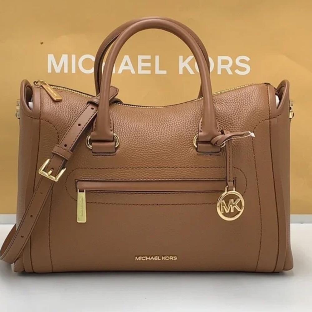 NWOT-MICHAEL KORS- Carine Satchel Purse-Luggage Color